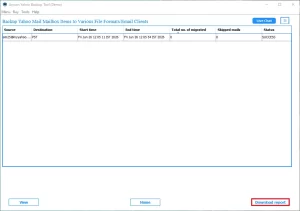 download or save the backup process report