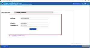 select Google Workspace as the destination email client