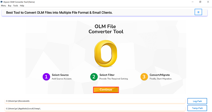 Install the Aryson OLM Converter Tool