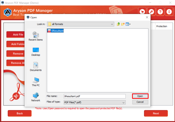 add the oversized PDF file from your local system