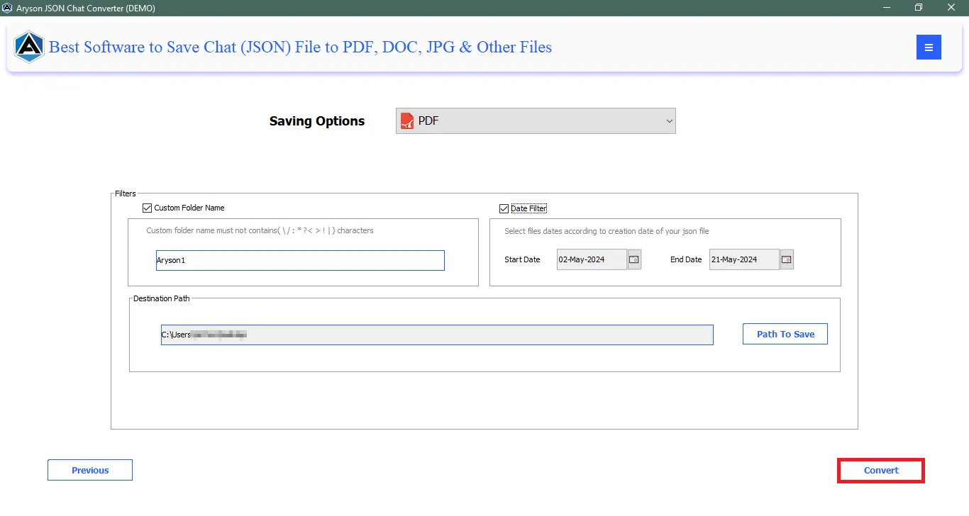 Click Convert Button