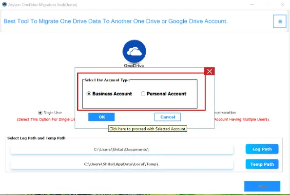 choose your preferred account is Personal or Business