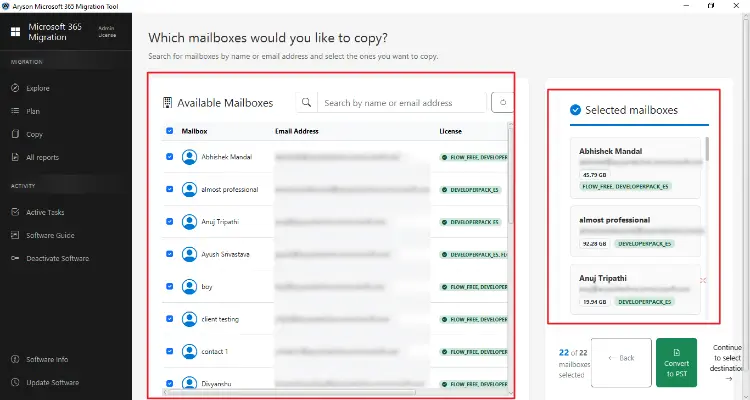 Choose the required mailboxes and add them