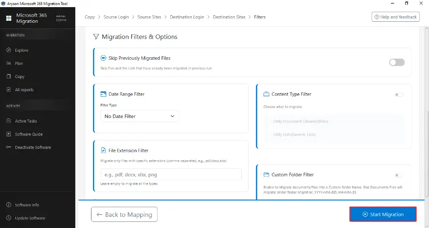 click on Start migration