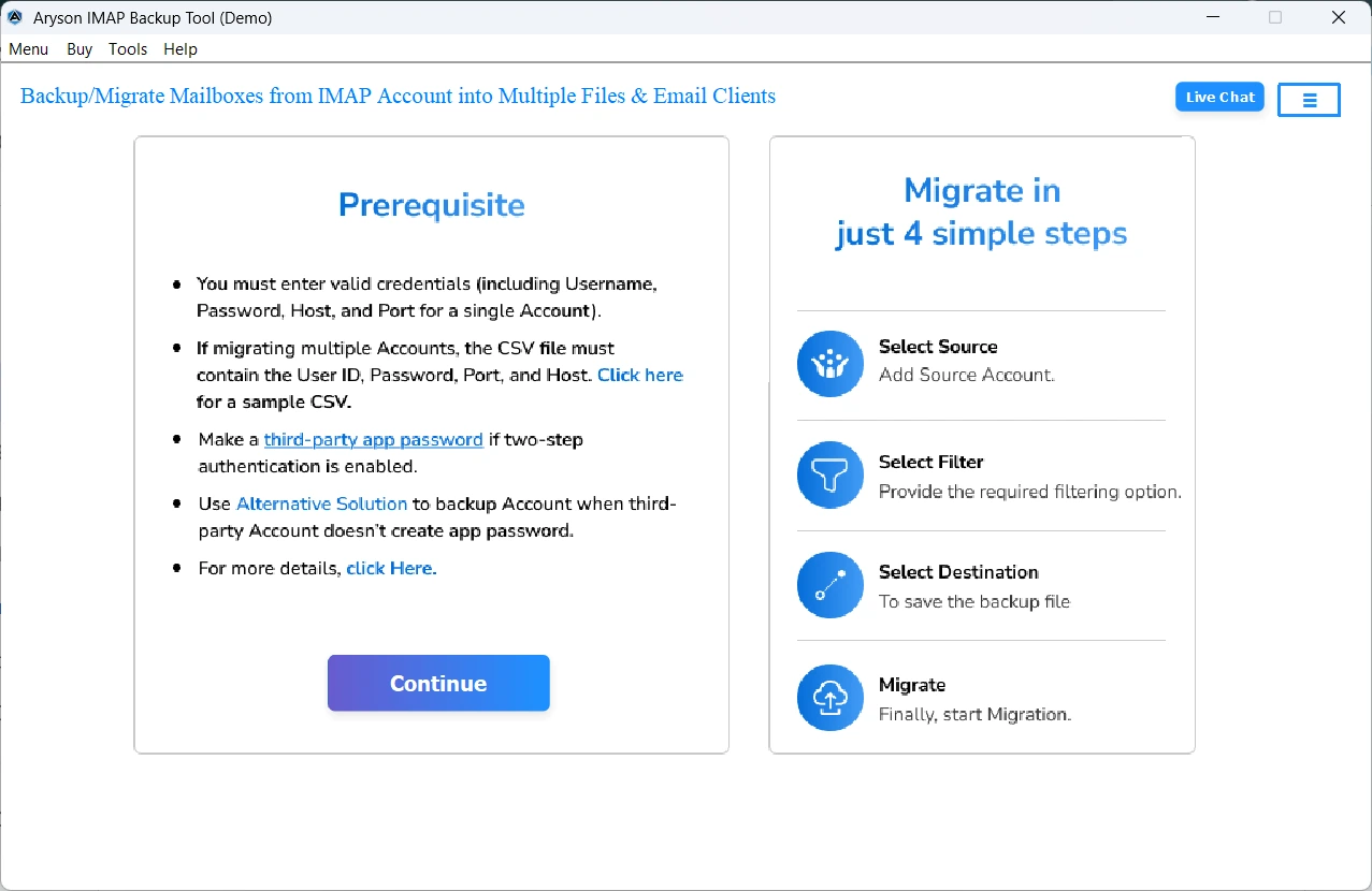 Install Aryson IMAP Backup Tool