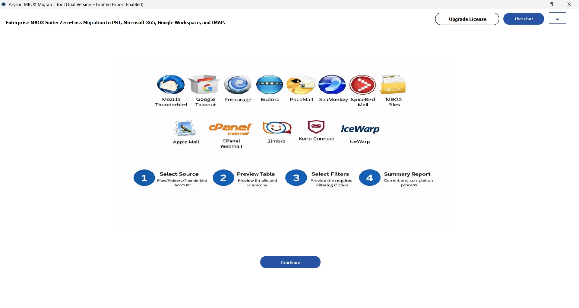 Download, install, and run the Aryson MBOX Migrator Tool