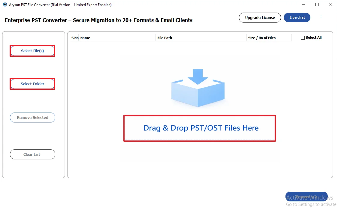 download and run the Aryson Outlook PST Converter