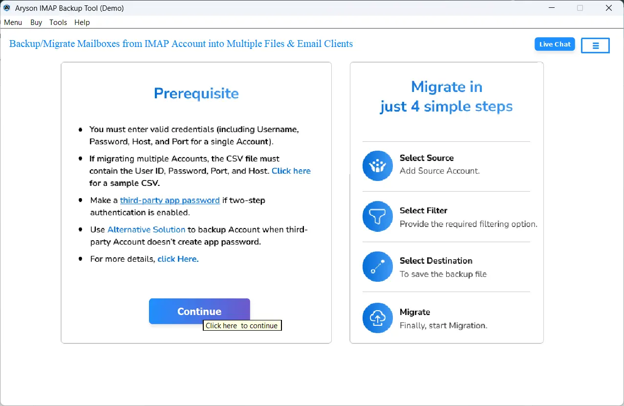 Run Aryson IMAP Email Backup Tool