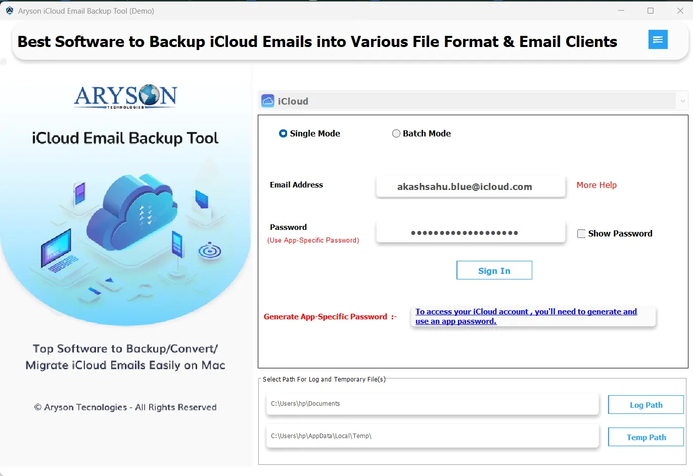 Log in to source iCloud Account