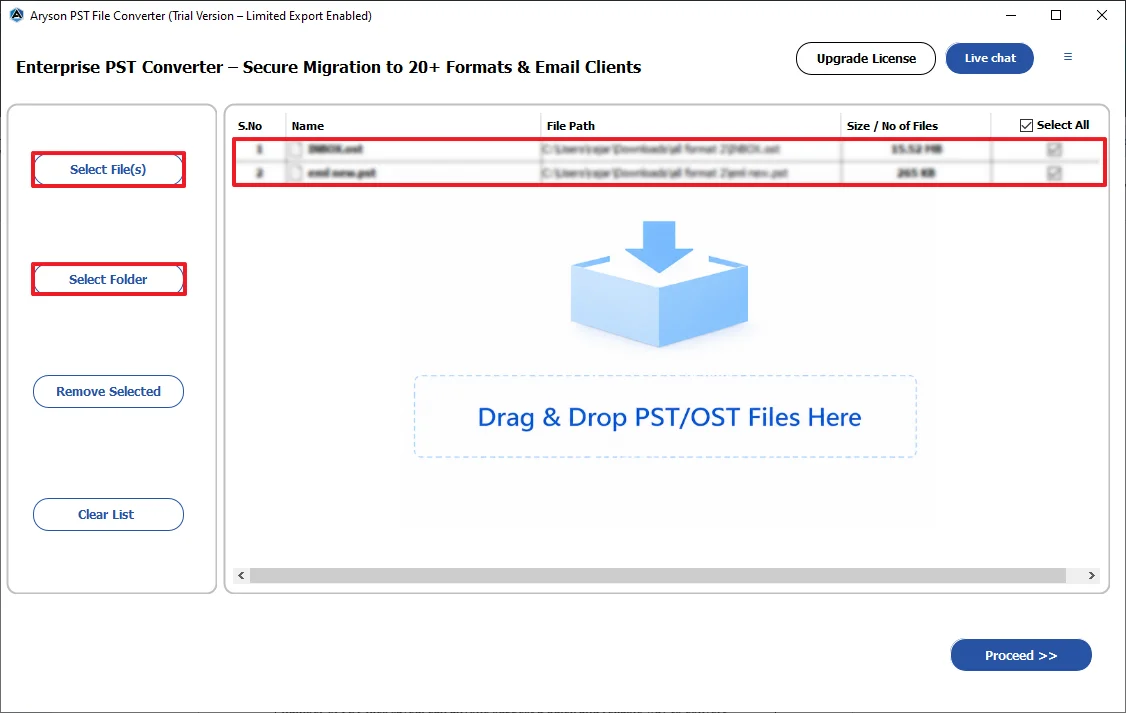 Select Files or drag and drop
