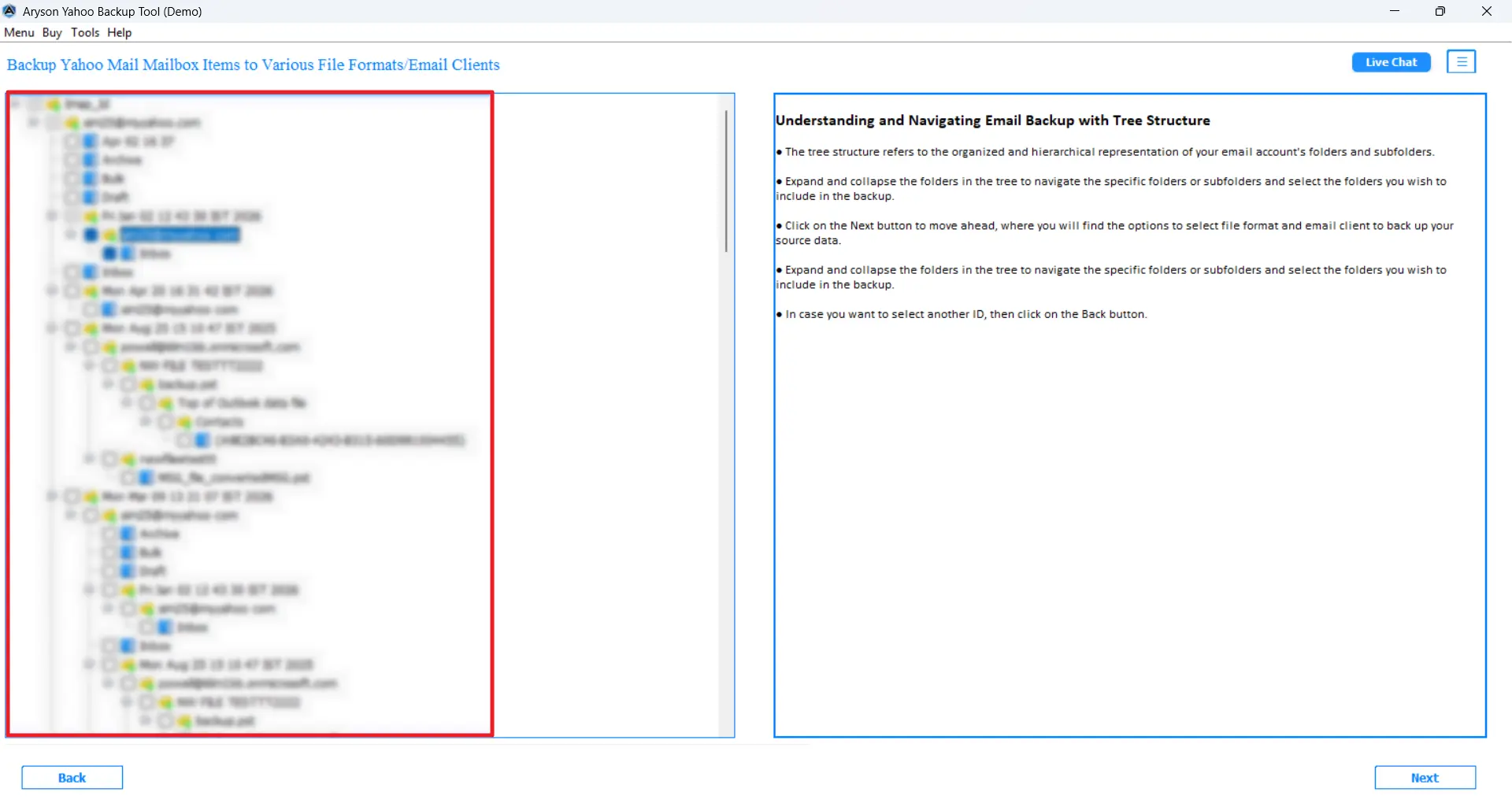 Preview and select the Yahoo contacts