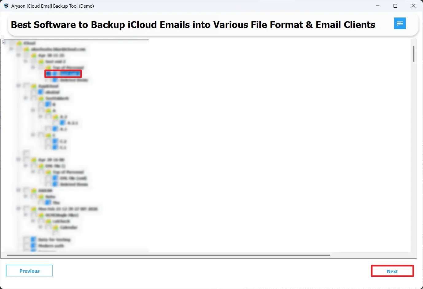 Preview & select the required iCloud data