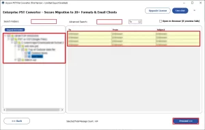 Expand the folder tree and preview emails