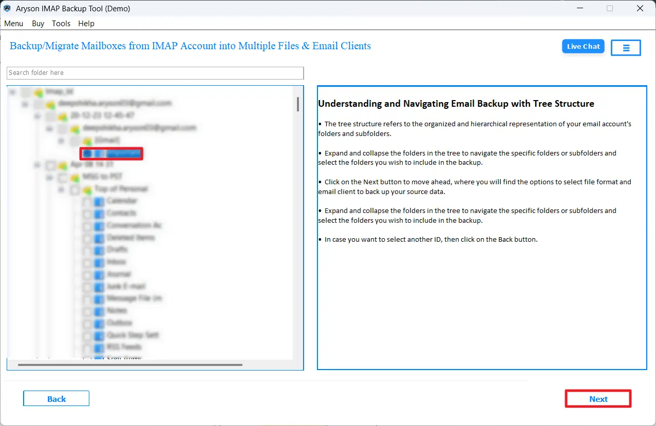 Select the desired file to export