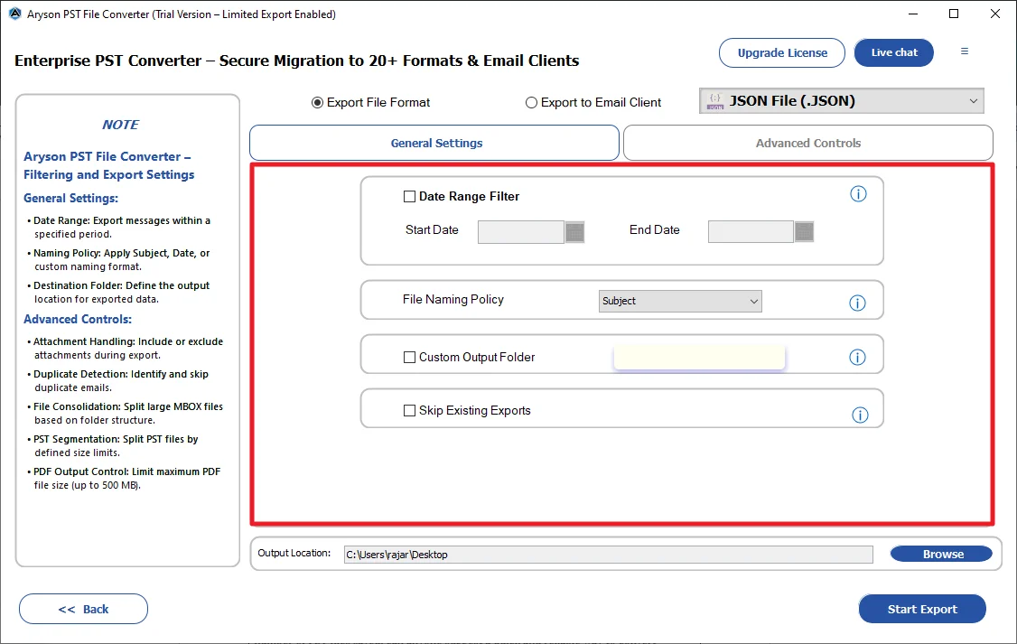 Use the required features