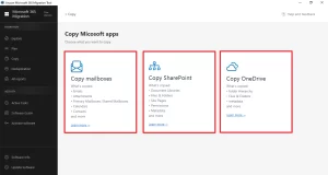 copy mailboxes, OneDrive, or SharePoint