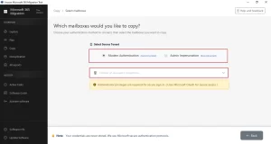 enter Admin Source tenant credentials