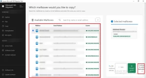 Select the required mailboxes