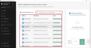 Select from the source mailboxes, OneDrive accounts, or SharePoint