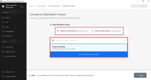 Provide the destination Admin Tenant credentials
