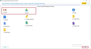 Pick the required Google service