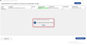 All selected data has been exported successfully