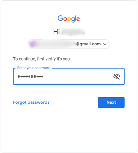 enter your Gmail password