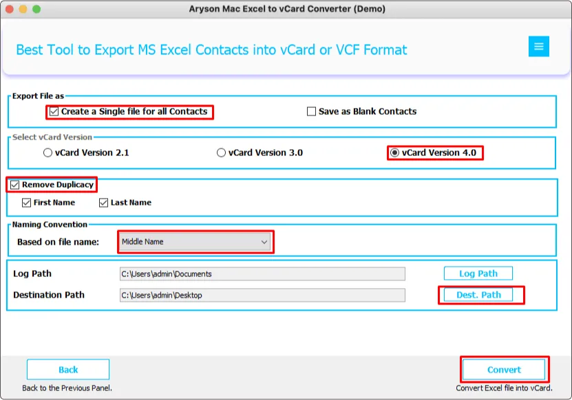 Excel to vCard Converter 6