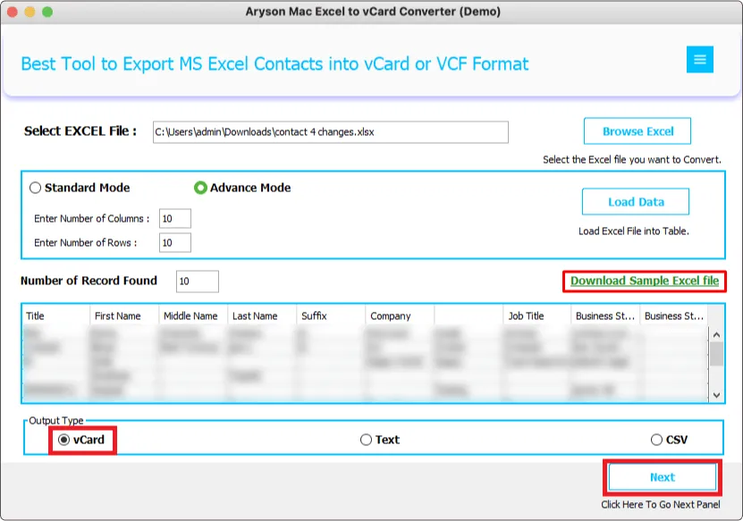 Excel to vCard Converter 4