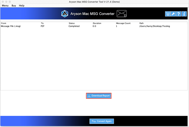 Screenhot of Mac MSG Converter