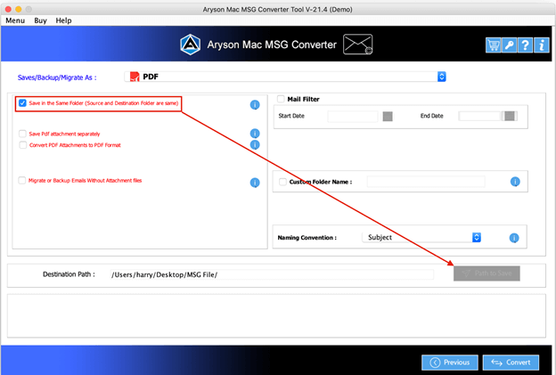 Screenhot of Mac MSG Converter