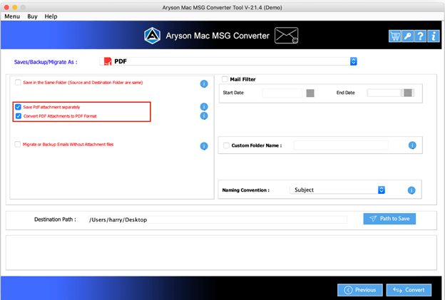 Screenhot of Mac MSG Converter