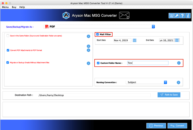 Screenhot of Mac MSG Converter