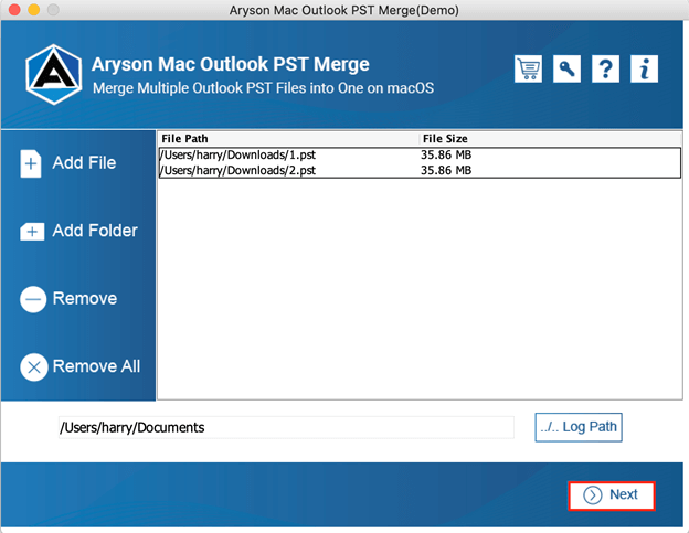 Mac Outlook PST Merge