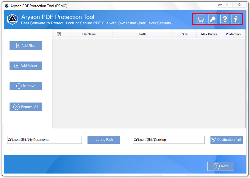 PDF Splitter interface