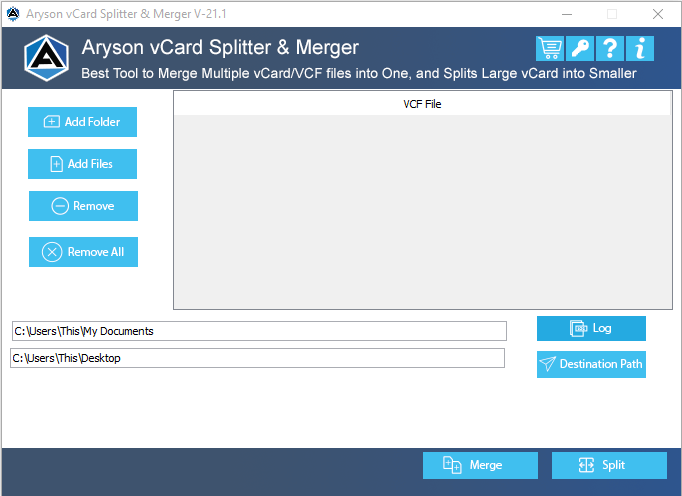 vCard Splitter and Merger