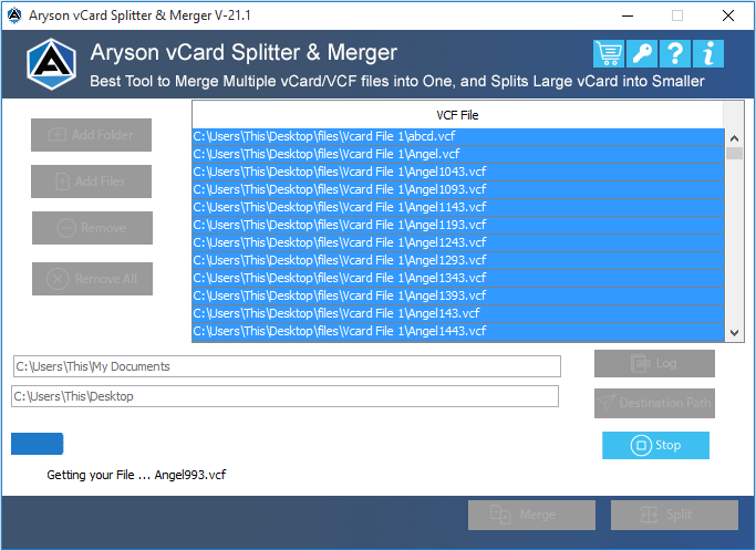 vCard Splitter and Merger