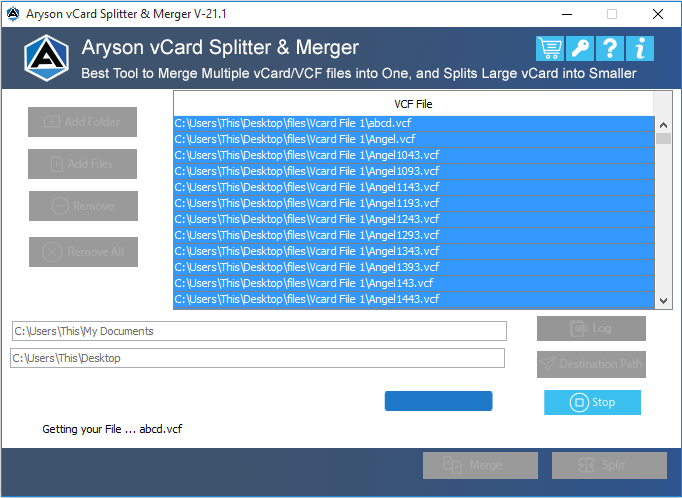 vCard Splitter and Merger