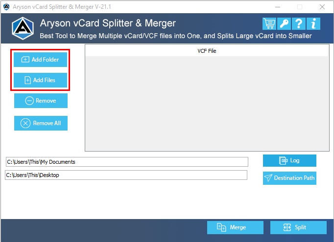 vCard Splitter and Merger