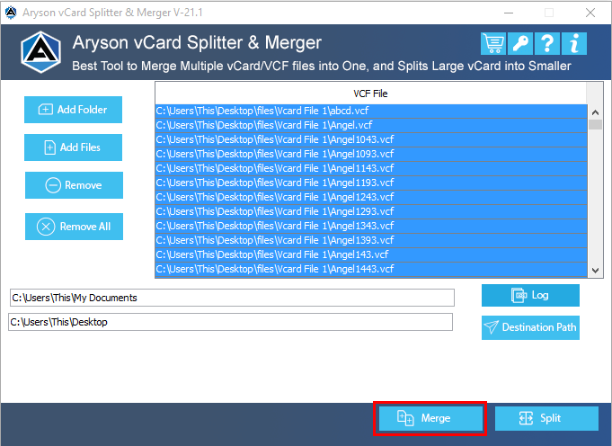 vCard Splitter and Merger