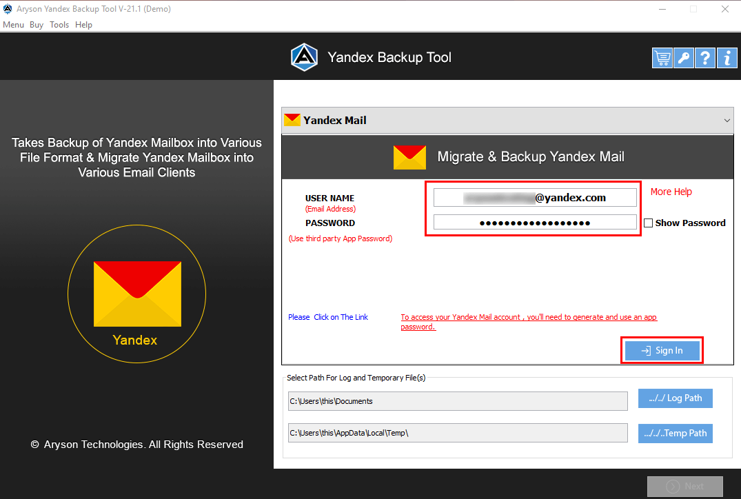 Yandex Backup Tool