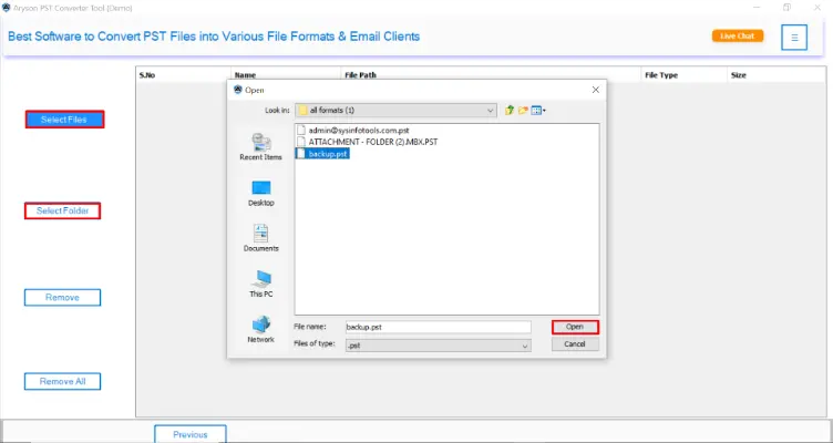 click on Select File