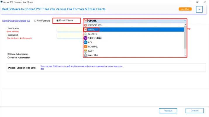 Save/Backup/Migrate As option