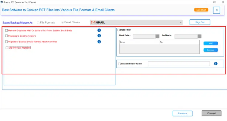 Use the filter options