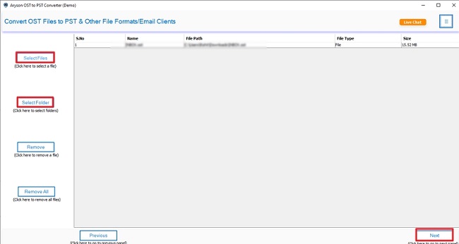 Select Folder to add your OST file