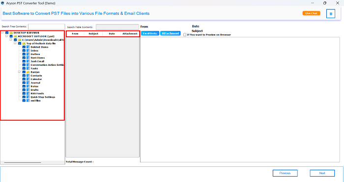 select the Calendar folder