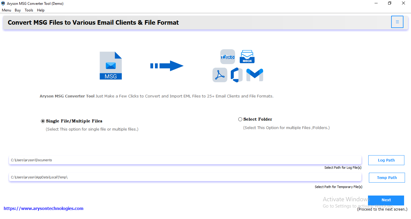 opening the MSG Converter Tool