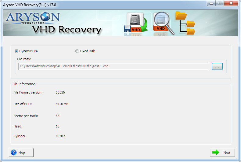 select the type of VHD file