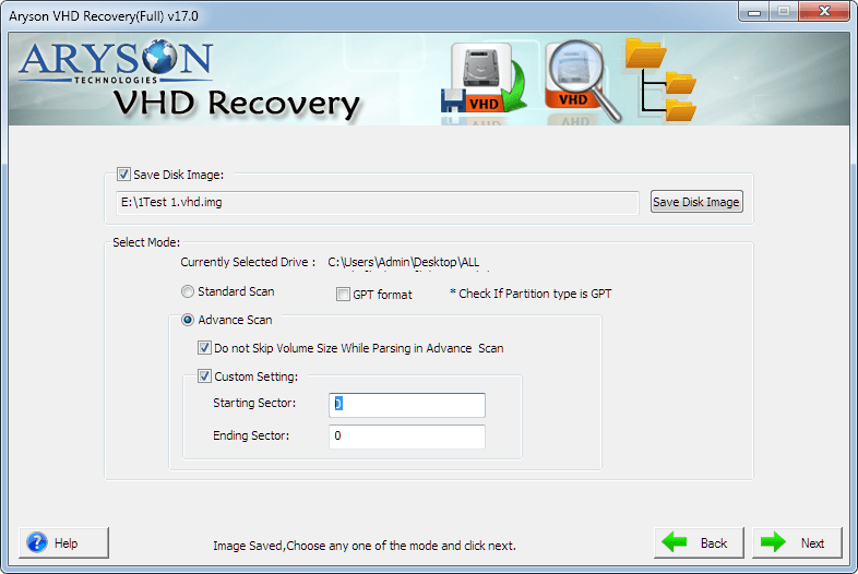 select the scanning mode based