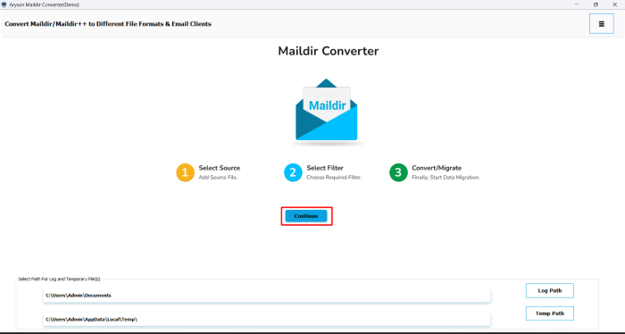download and install the Aryson Maildir Converter Tool